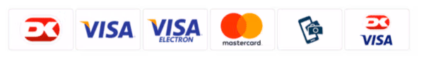 Vi accepterer Dankort, Visa, Mastercard, MobilePay og flere